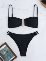 DEKA U Neck Wrinkled Crinkled Bikini Women Swimwear Female Swimsuit Two-pieces Bikini set High Cut Bather Bathing Suit Swim