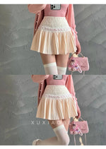 Design Sense Pure Love Girl Pink Cake Skirt Exquisite Sweet Lace Splicing Pleated Skirt Short Skirt Sweet Korean Women 2QEB
