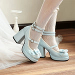 2026 Summer Plus Size 43 Sweet Lolita Cosplay Pink High Heels Mary Janes Pumps Cute Blue White Platform High-Heeled Shoes Women