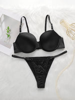 The Best-selling Sexy Gathering Solid color bra underwear with adjustable waist circumference Two-piece Women Underwear Set 2374