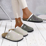 Summer Shoes for Women Slippers Luxury Rhinestone Rivets Casual Sandals Mesh Slip-on Loafers