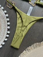 New Sexy Bikini Solid Color Lace-up Split Two-piece Swimsuit for Women