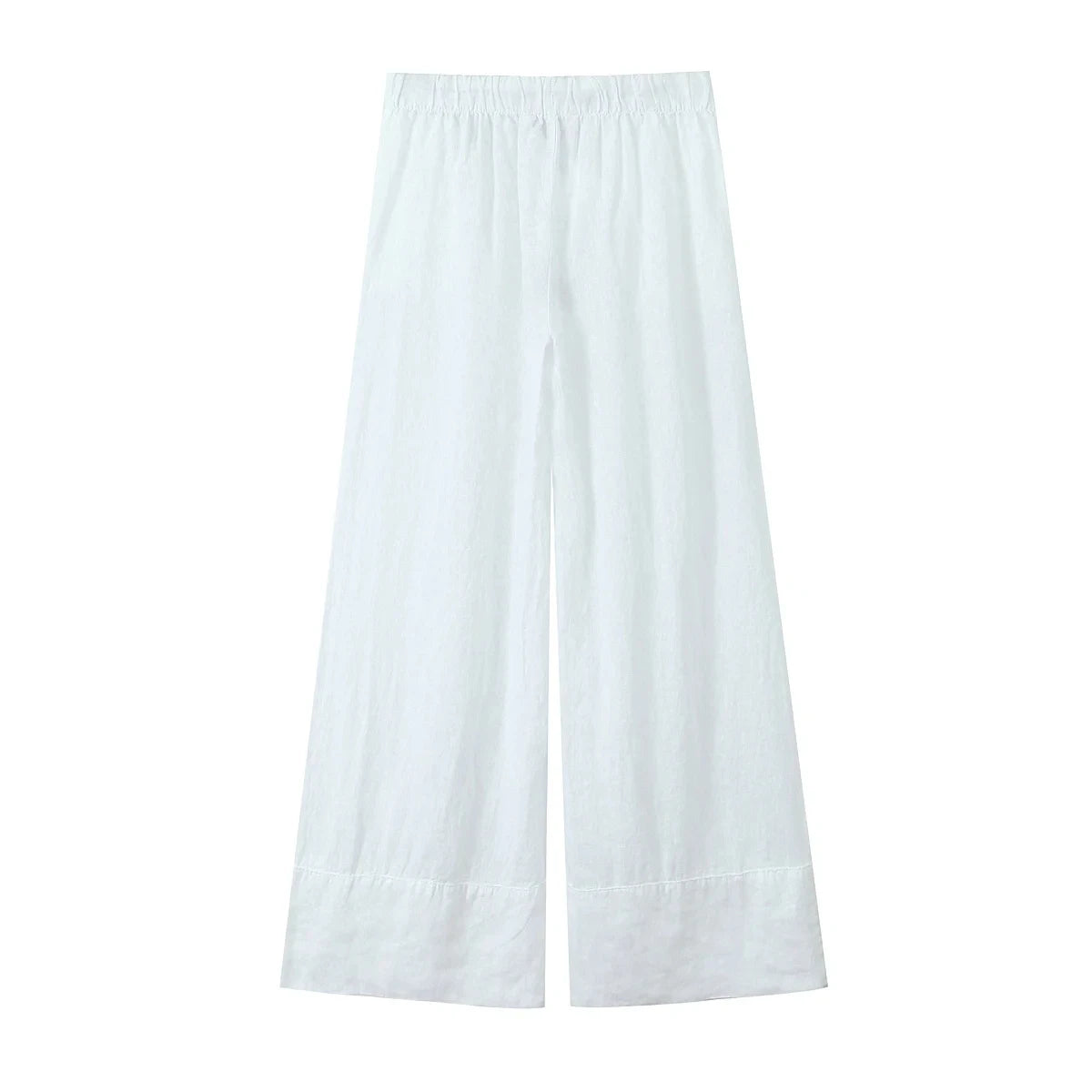 Foridol Cotton Linen White Long Pants Women Spring Summer Casual Wide Leg Pants Pantalones Elastic Waist Sash New Female Pants