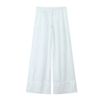 Foridol Cotton Linen White Long Pants Women Spring Summer Casual Wide Leg Pants Pantalones Elastic Waist Sash New Female Pants