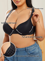 Wide Straps Women's B C D Bra Large Gather Push Up Bra Comfort Thin Cup Underwire Support Lingerie Bra
