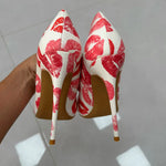 white lipstick Lips Printed High Heel Shoes 12cm 10cm 8cm Pink Colorized Shallow Dress Pumps Pinted Toe Slip-On Banquet Heels