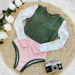 Long Sleeve Swimwear 2024 Surfing Bathing Suit Women Backless Print One Piece Swimsuit Retro Rashguard Monikini Bodysuit