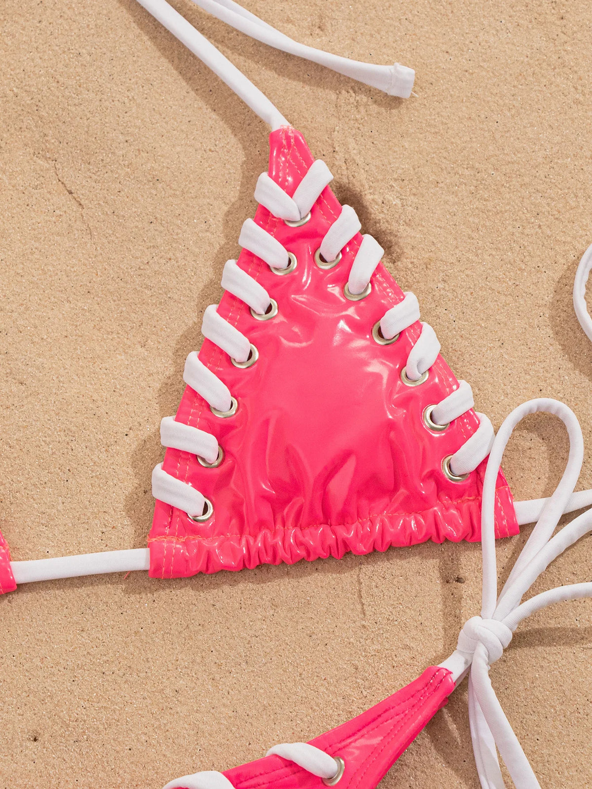 Sexy Pink Contrast Micro Bikini 2026 Mujer Women Braiding Rope Bandage Push Up Bra Triangle Swimsuit Beach Bathing Suit Swimwear