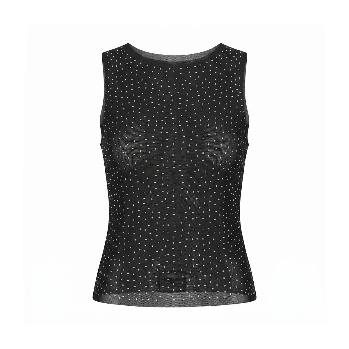 Women Sheer Rhinestones Tank Tops Mesh Sleeveless Shirt Aesthetic Beach Club Sexy Basic Vest Streetwear Summer