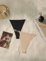 2pcs Women's sexy thong with low waist and seamless hollow out easy to wash and dry antibacterial underwear C678