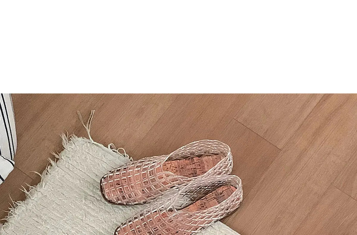 Women's New Flat Sandals with Hollow Transparent Color Mesh Jelly Shoes Woman Daily Walking Flats Plus Size 41 Soft PVC Footwear