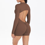 Women's Yoga Jumpsuits Sports Fitness Backless Half Zipper Peach Hip-Lifting Naked Feel Gym Running Workout One-Piece Bodysuits