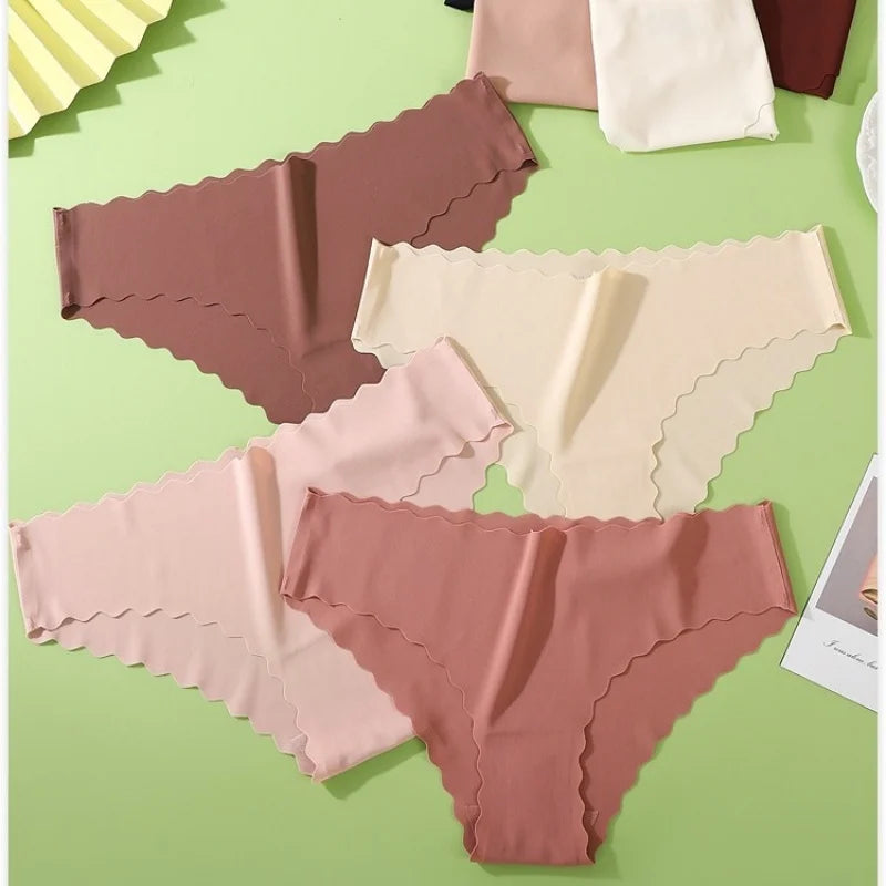 3Pcs/Set Ice Silk Panties Women Low Rise Briefs Female Underpants Invisible Underwear Sexy Lingerie Seamless Bottoms XS-XL