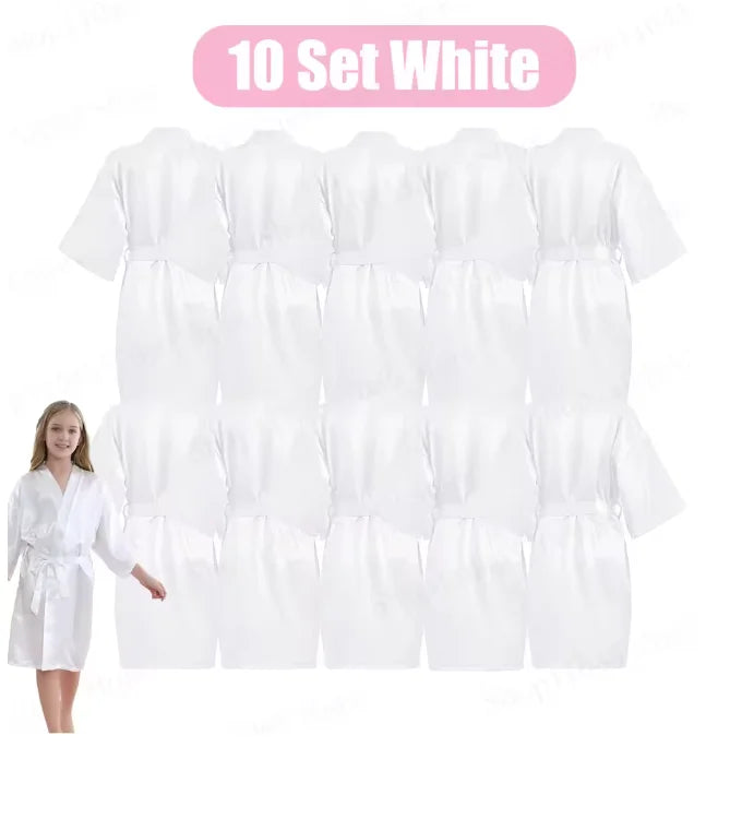 6-15Pcs Multicolors Spa Robes for Girls Spa Birthday Kimono for Girls Soft Silk Satin Slumber Sleepover Pyjama Party Supplies