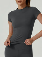 Women Yoga Tops Breathable Stretch Sports Shirt Slim Fit Workout Gym Running Fitness Athletic Blouse