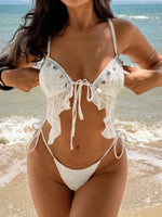 S - XL Sequins Mesh Sheer Bikini Women Swimsuit Female Swimwear Two Pieces Bikini Set High Cut Bathing Suit Swim Lady Beachwear