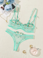 Night Beautiful Sexy Women 2 Piece floral Embroidery Underwear Sexy Erotic lingerie underwear Set