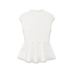 Women's Fashion Casual Sleeveless Half-High Collar Short Skirt Hem Top White Sleeved Peplum Top High Neck Slim Fit Casual KUAT