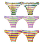 6PCS/Set Cotton Panties For Women Striped Briefs Low Waist Bottoms Female Sports Underpants Seamless Underwear Sexy Lingerie