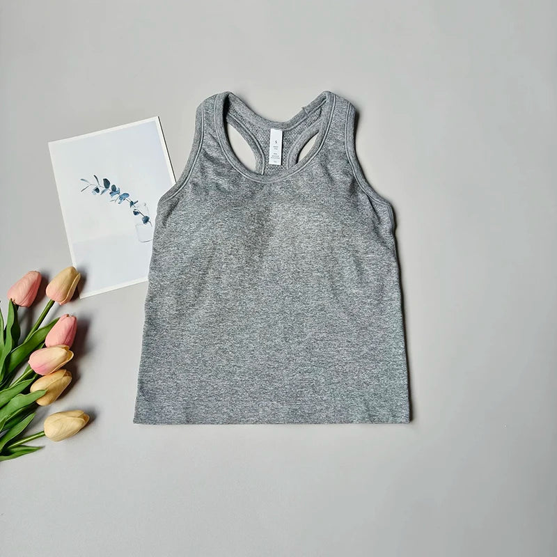 Women's One Piece Yoga Sports Vest Stretch I-Shaped Running Fitness Slimming Short Style Camisole Outerwear