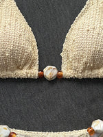 DEKA Sexy Micro Triangle Bikini Set Beige Shell Push Up Bra Women Lace-up Stone Swimsuit Bathing Suit Holiday Swimwear Biquini