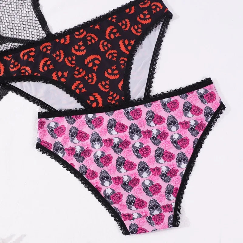 Halloween New Style Women's Briefs Lace Sexy Low-Waisted Seamless Invisible Girl's Underwear Soft Breathable Panties For Party