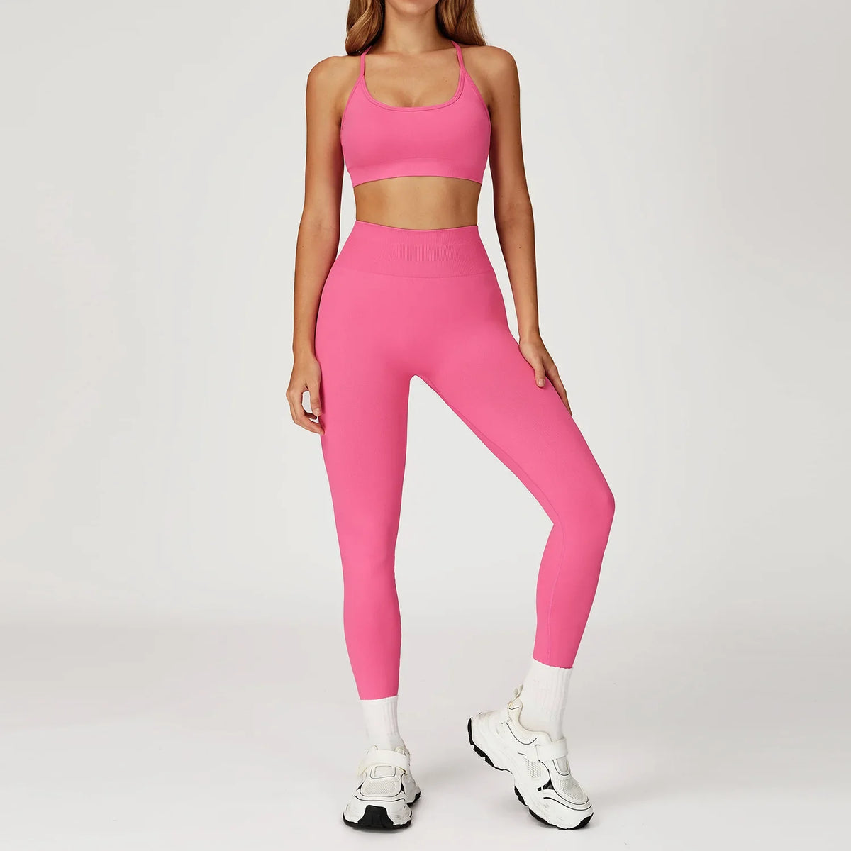Women's Seamless Yoga Set Quick Drying Slim Fit High-end Feeling Exposed Feeling Set Outdoor Sports and Running Fitness Set