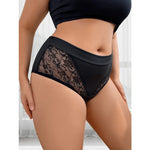 1pcs Sexy Hollow Out Plus Size Women's Panties Solid Color Lace Floral Cotton Splicing Briefs Breathable Skin-Friendly Lingerie