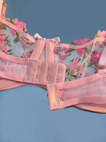 2 Pcs Sexy Women Floral Embroidery Bra And Brief Set Hollow Erotic Lingerie Underwear Ultrathin Lace Transparent Babydoll Cute