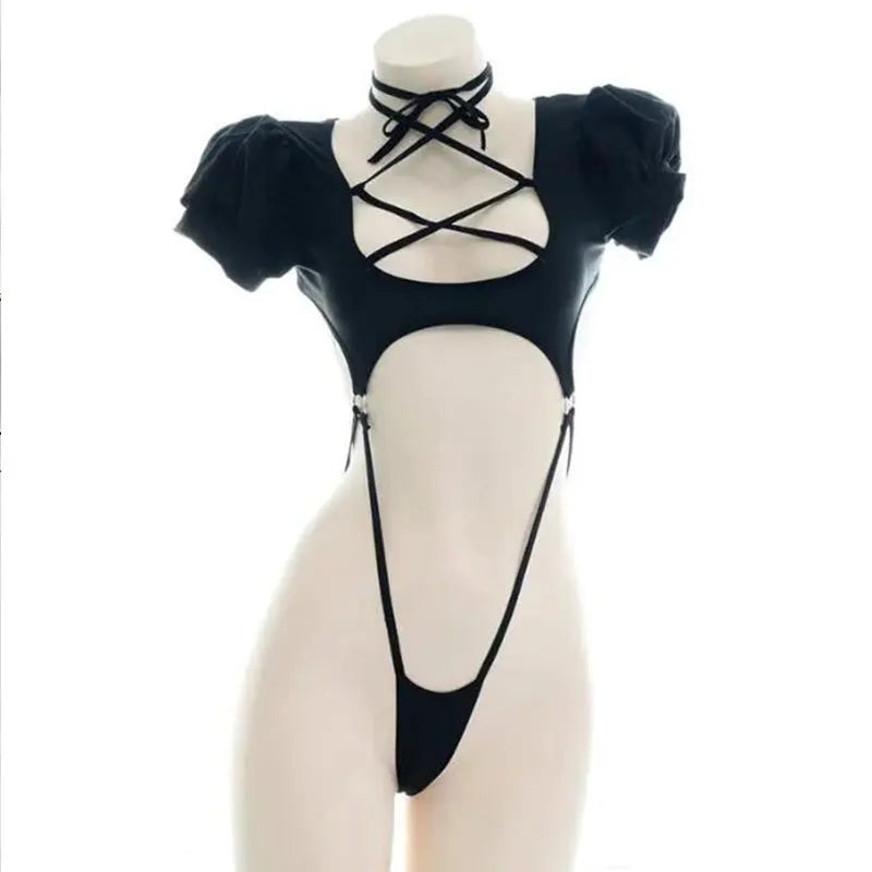 Backless Sexy Straps Bandage Underwear Set One-piece Bikini Costume Women Pajamas Lingerie Uniform Cosplay