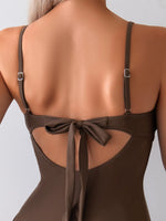 Vintage Coffee Swimwear Women 2026 Pearls Strap Hollow Out Metal Diamond Tummy Control One Piece Swimsuit Beach Bathing Suits