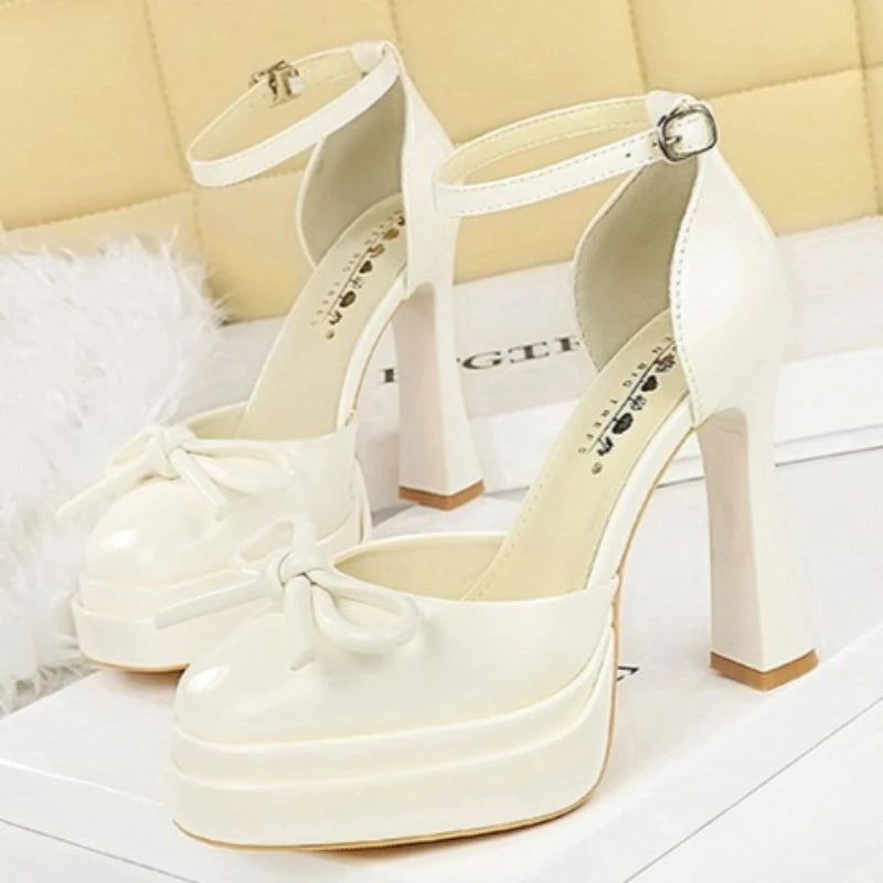 BIGTREE Model Catwalk Sequined Platform Pumps for Women Sexy Bowknot Party Nachtclub Stripper Heels Pole Dance Shoes Size 34-40