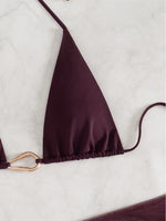 Sexy Wine Red String Bikini 2026 Women Three Pieces Swimsuit Brazilian Swimwear Female Beachwear Thong Bathing Suit Mini Biquini