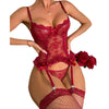 Transparent Corset With Underwire Push Up Bra Garter Bodysuit Underwear Set Woman Clothes Lace Lingerie Sets Luxury Sensual Suit