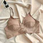 Fashion Women Underwear Cowboy Vest Seamless Simple Bra Deep V Wireless Comfort Brassiere Classic Sling Lingerie Outer Wear