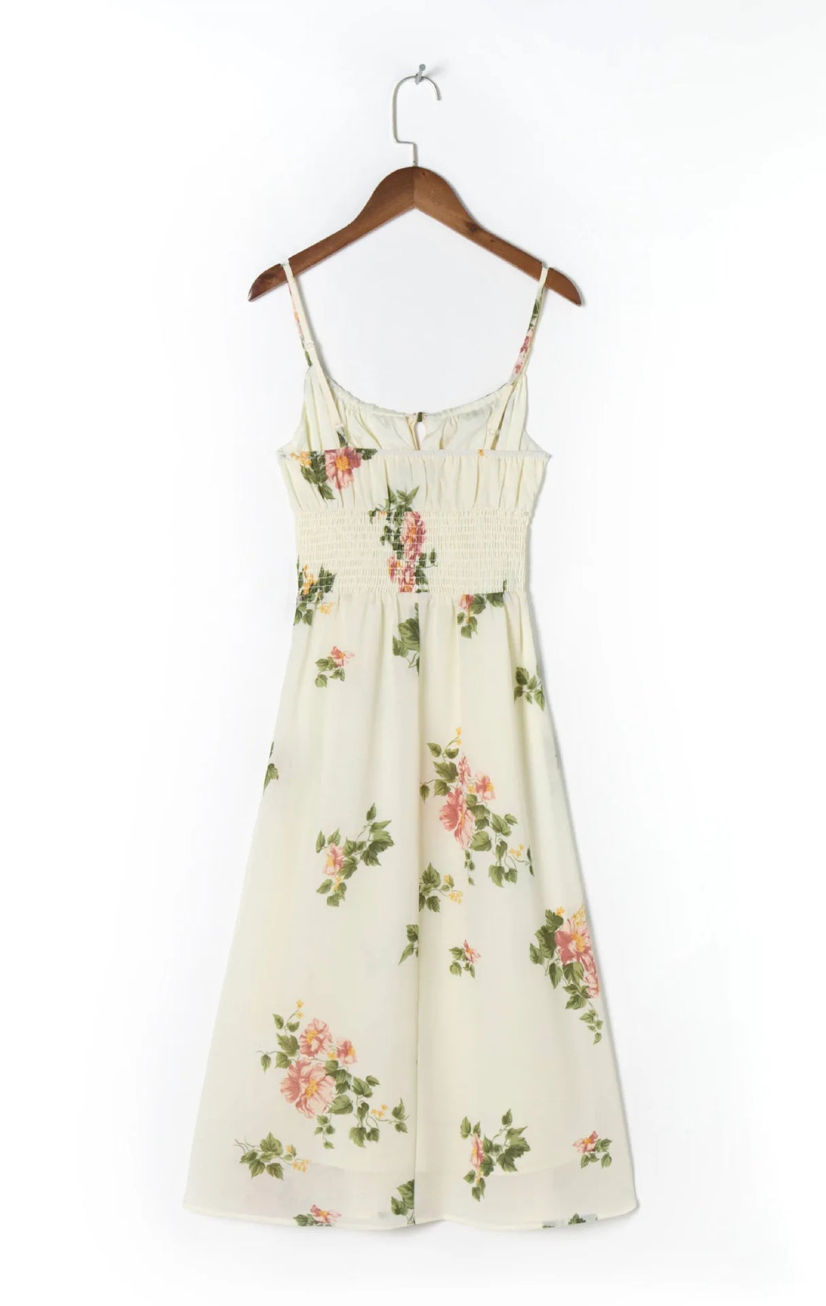 Spaghetti Strap Lace Up Beige Chiffon Summer Dress Sexy Slip Midi Sleeveless Dress Robe Big Flower Print Women Beach Dress Boho
