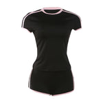2026 New Women's Sexy Hot Girl Slim Fit Crop Top Shorts Set Solid Color Block High Waist Shorts Two Piece Outfit