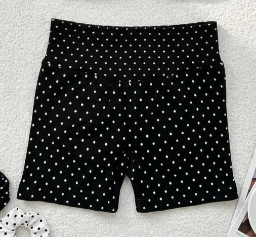 Sexy Black Polka Dot Print Seamless Yoga Sets Women Hanging Neck Pleate Sports Bra Tight High Waist Short Running Fitness Suits