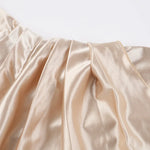 Elegant Satin Solid Color Off-Shoulder Women's Long Dress Sexy High-Waisted Flim Slit Pleated Dress for Lady Party Wedding