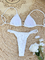 2025 Elegant White Lace Bikini Set for Beach Chic Trendy 2-Pce Swimsuit Perfect for Beach Wear and Pool Parties Summer Getaways