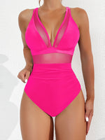 Sexy Black One Piece Swimsuit 2026 Women Mesh Patchwork Transparent Tummy Control Swimwear Bathing Suit See Through Monokini