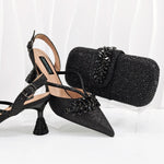 Doershow African fashion Italian Shoes And Bag Sets For Evening Party With Stones SILVER Italian Handbags Match Bags! 1-1
