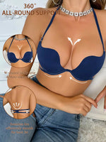 Beautiful back gathered underwear New Blue Push Up Bra Women 3/4 Cup Brassiere Sexy SupportDaily Lingerie J2943