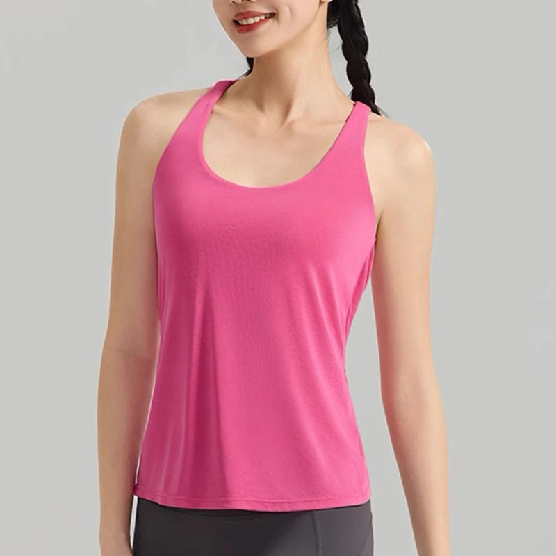 Women's Shockproof Yoga Sports Vest Quick Drying Breathable High-Strength Running Sports Bra with Chest Cushion for Fitness