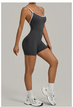 Spring/summer Women's Contrasting Yoga Jumpsuit Hollow Out Cross Back Camisole One Piece Sports Suit Hip Lifting Fitness Romper