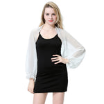 Women's Chiffon Puff Sleeve Cropped Shrug Sheer Open Front Bolero Cardigan Party Wedding Top Summer Beach Cover Ups Arm Sleeves