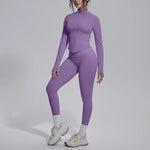 Women's Seamless Yoga Sets Sports Fitness Zipper Long-Sleeve Jacket Slim-fit Hip Lift Pants Suits Workout Training Gym Sets