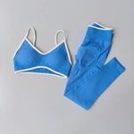 2PCS High Waisted Sports Bra Set with Contrasting Small Suspender Tight Fitting Hip Lifting Training Bra And Pants