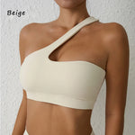 DIAS FIT JOY One-Shoulder Sexy Sports Bra Yoga Fitness Training Outwear with Detachable Beauty Back Design for Women