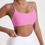 Solid Color cross back Women Fitness Sport bra top soft tight Comprehensive training jogging gym yoga underwear With chest pad
